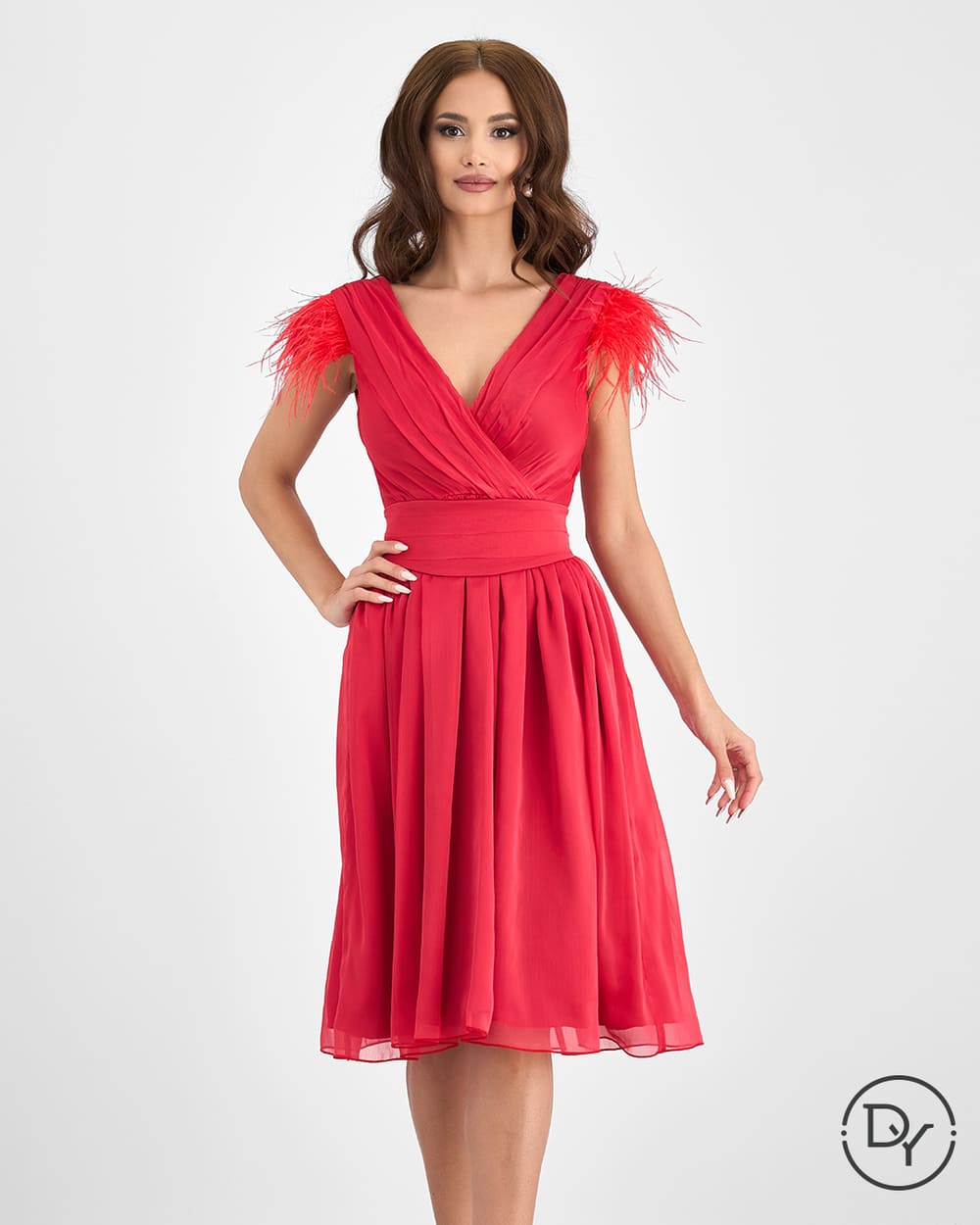 rochie roșie din voal